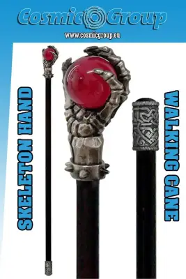 Figurine skeleton hand decorative walking cane